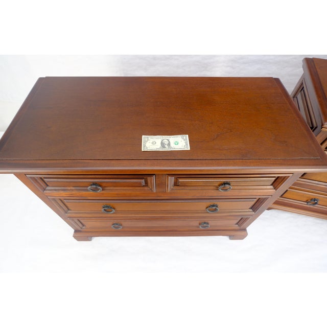 Pair of Solid Mahogany Raised Panel Heavy Built 4 Drawer Bachelor Chests Dresser For Sale - Image 10 of 18