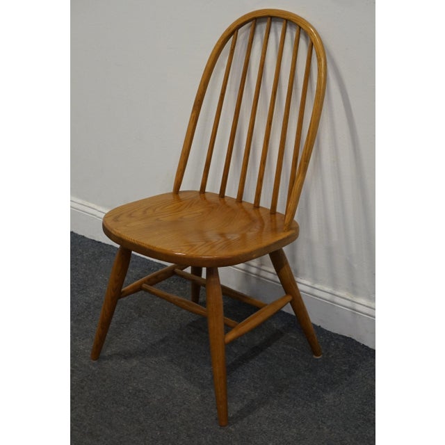 American S Bent Brothers Solid Oak Early American Rustic Bow Back Windsor Dining Side Chair 485 1183 111 For Sale - Image 3 of 10