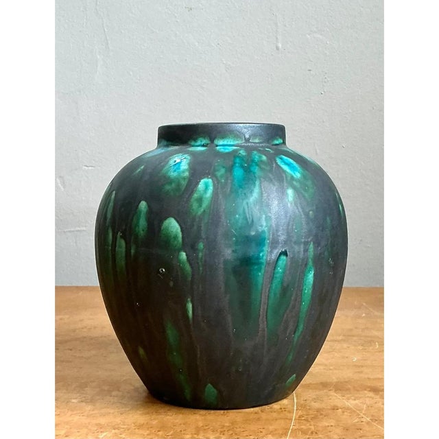 Vintage Drip Glaze Ceramic Vase For Sale - Image 11 of 12