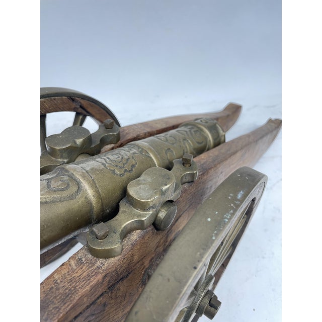 Vintage Cannon in Bronze and Wood, 1950s For Sale - Image 9 of 14
