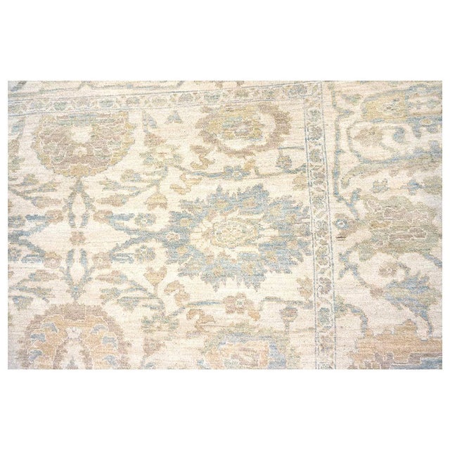 Textile Afghan Sultanabad Wool 10x14 Ivory, Yellow & Charcoal Handmade Area Rug #1142156 For Sale - Image 7 of 10
