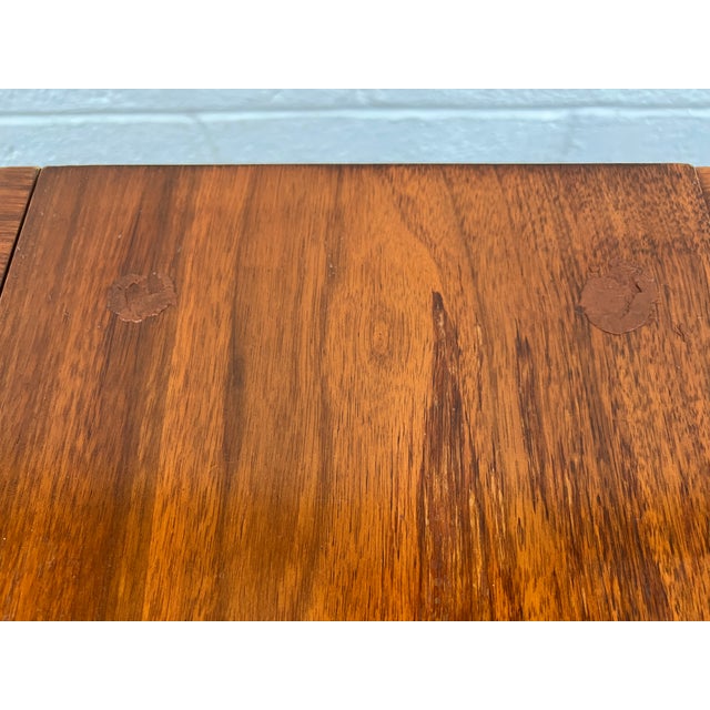 Brick Red Mid 20 Century Hide-Away Drop Leaf Walnut Dining Table For Sale - Image 8 of 16