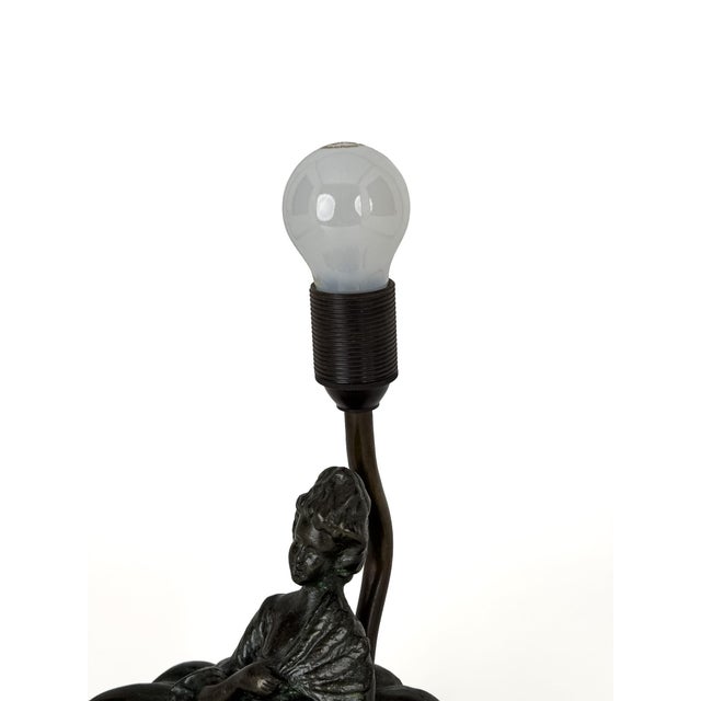 Art Deco French Figural Table Lamp in Bronze, 1930s For Sale - Image 9 of 14