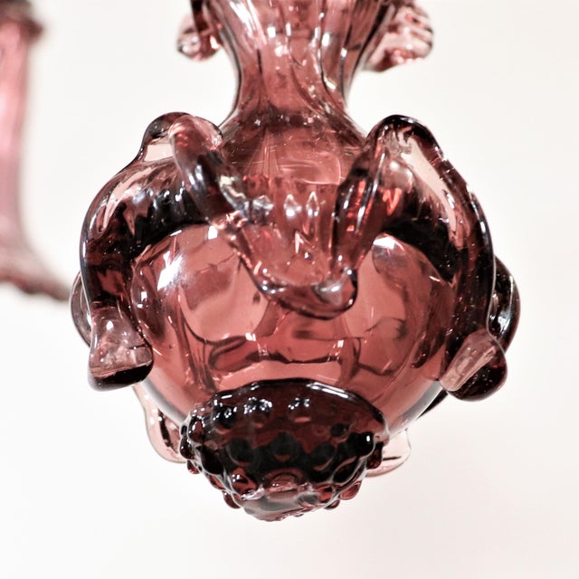 Large Mid-Century Aubergine Murano Chandelier in the Manner of Ercole Barovier For Sale - Image 15 of 16