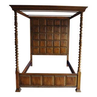Henredon Paloma Series Pecan Queen Canopy Bed For Sale