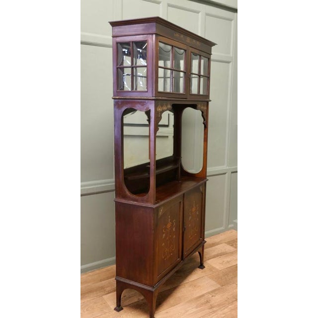 Early 20th Century Art Nouveau Inlaid Display Cabinet, 1900 For Sale - Image 5 of 8