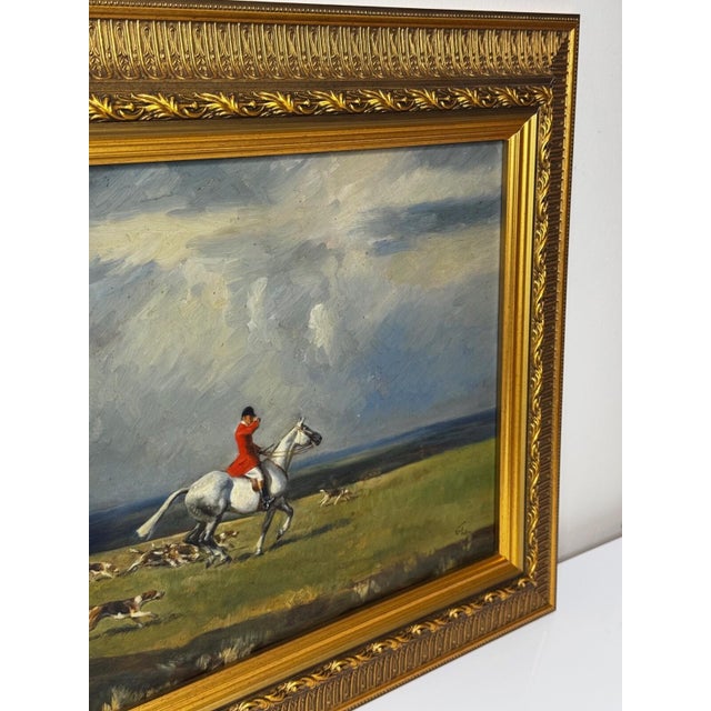 Raoul Millais Hunting Painting, English Fox Hunt Scene, Grey Horse Scarlet Huntsman With Hounds, Sussex Sporting Art For Sale - Image 10 of 18