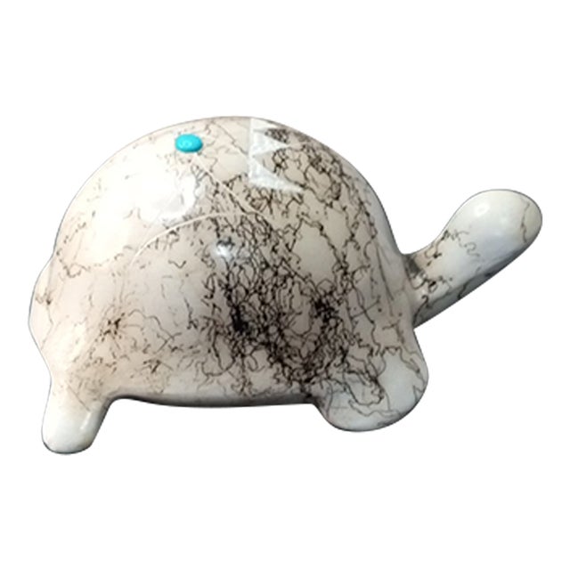 1970s Artist Signed Horse Hair Raku Tortoise Figurine For Sale