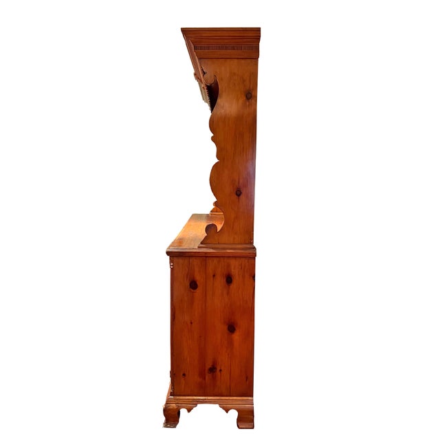 Farmhouse 19th Century Pine Step Back Pewter Cupboard For Sale - Image 3 of 12