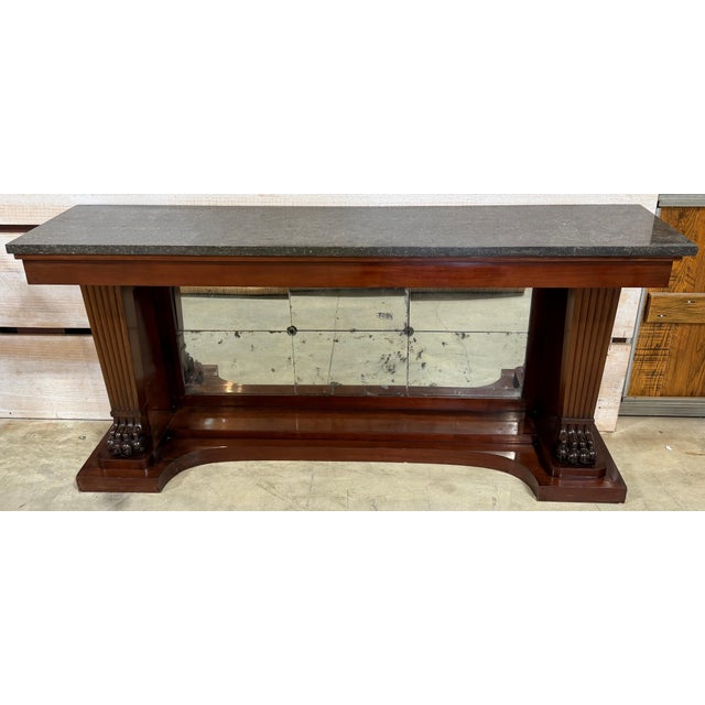 Monumental Pair Regency Revival Mahogany & Marble Consoles Manner Thomas Hope For Sale - Image 6 of 17