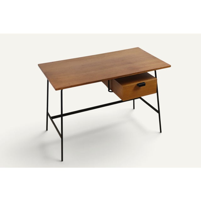 1950s Desk by Pierre Paulin for Thonet in Oak and Black Metal, 1950s For Sale - Image 5 of 18