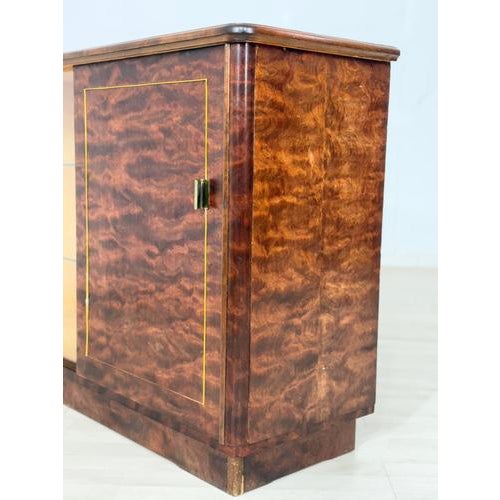 Brown Art Deco Bar Cabinet in Birch For Sale - Image 8 of 11