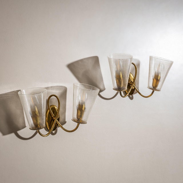 Metal Mid-20th Century Wall Lights, Attributed to Seguso Vetri D’Arte - a Pair For Sale - Image 7 of 8