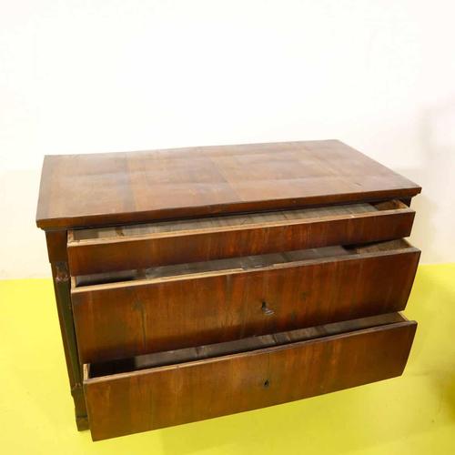 2000 - 2009 Empire Walnut Chest of Drawers with Original Gilded Bronze Ornaments For Sale - Image 5 of 12