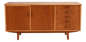 Scandinavian Teak Sideboard with Pull-Out Top, 1960s