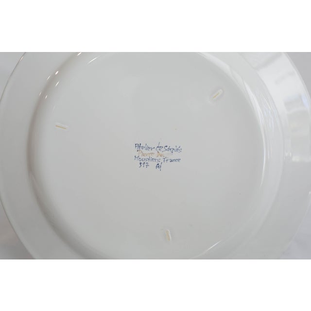 Cream Late 20th Century French Moustiers Faïence Dinnerware Set for Eight | Atelier De Ségriès | Hand-Painted Blue Banded Floral - 35pcs For Sale - Image 8 of 18