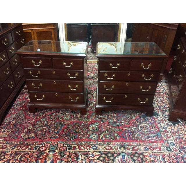 Wood Vintage Nightstands, Mahogany Bedside Chests, Lexington Furniture, the Pair For Sale - Image 7 of 12
