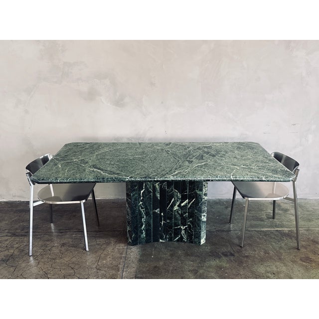 Green 1970s Postmodern Green Marble Dining Table With Fluted Base For Sale - Image 8 of 14