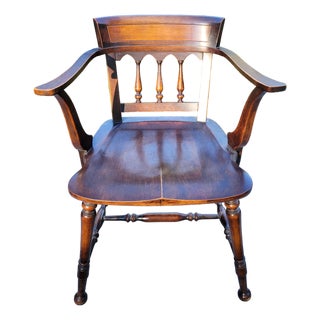 Early 20th Century Elm Windsor Arm Chair by Barber & Shank For Sale