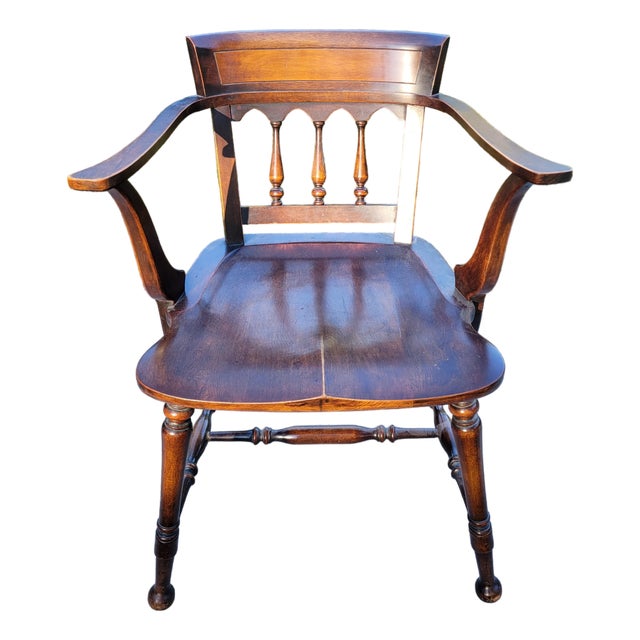 Early 20th Century Elm Windsor Arm Chair by Barber & Shank For Sale