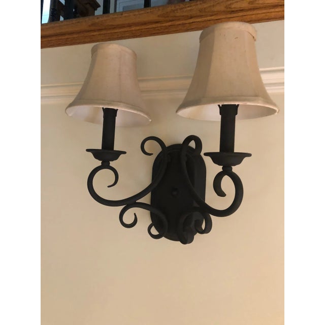 Tuscan Wrought Iron Double Light Wall Sconce For Sale - Image 3 of 6