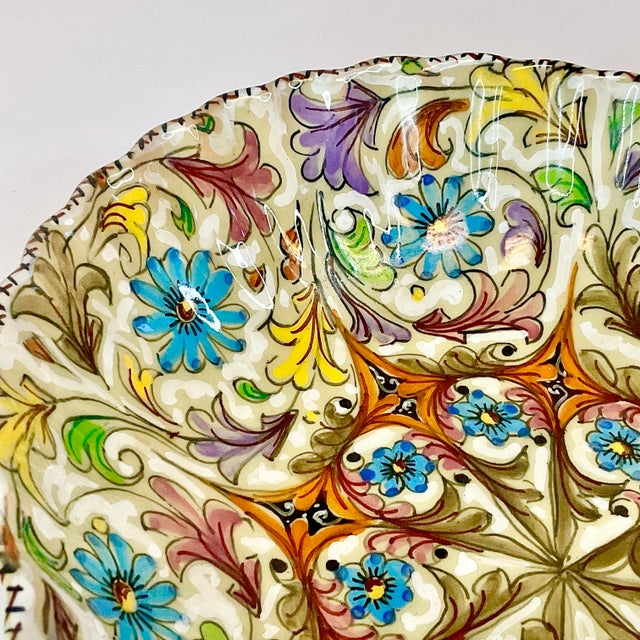 Robin's Egg Blue Vintage Italian Mediterranean Majolica Handpainted Serving Bowl. For Sale - Image 8 of 11