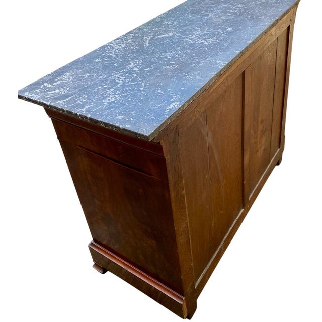 Brown Louis Philippe Commode in Walnut and Burr Walnut with Black Marble Top, 1890s For Sale - Image 8 of 13