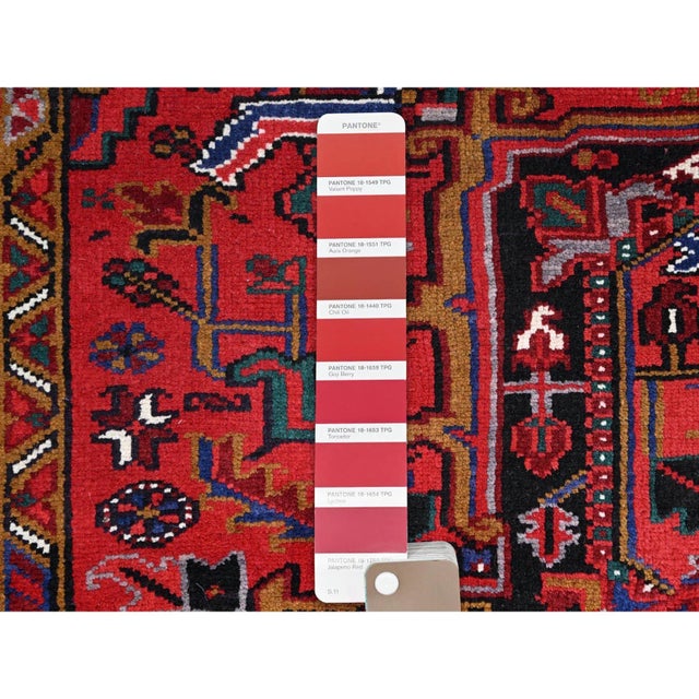 1960 8'7"x10'10" Pomegranate Red Worn Wool Hand Knotted Vintage Persian Oriental Rug For Sale - Image 11 of 12