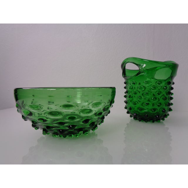 Italian Green Bubble Glass Bowls by Empoli, 1960s, Set of 2 For Sale - Image 3 of 18