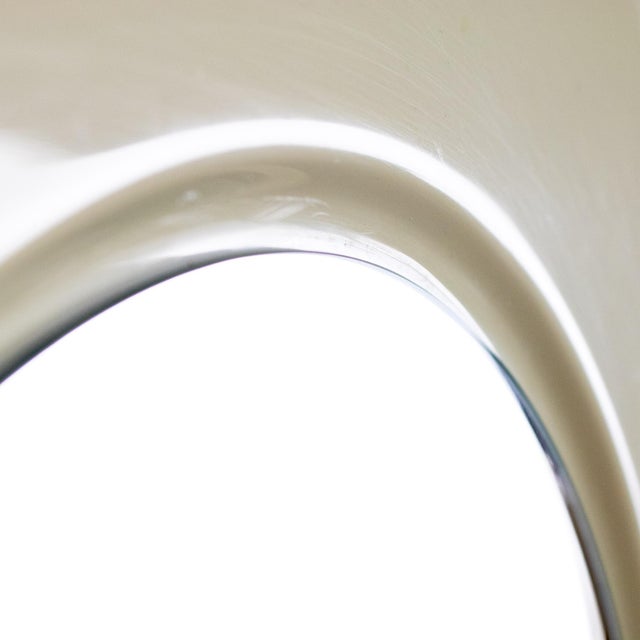Late 20th Century Modern Wall Mirror W/Round Off White Plastic Frame For Sale - Image 9 of 18