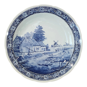 Vintage 1960s Large Delfts Boch Belgium Blue Windmill Holland Charger Plate Royal Sphinx