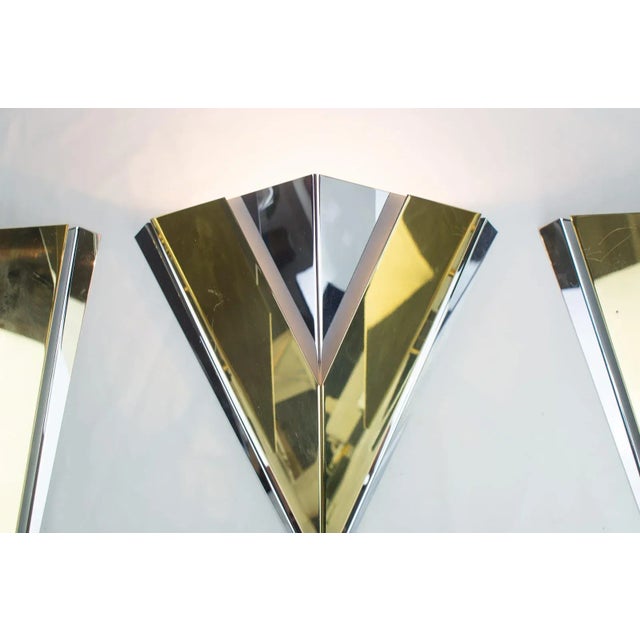 Bicolor Hollywood Regency Metal Sconces, 1970s, Set of 3 For Sale - Image 6 of 17
