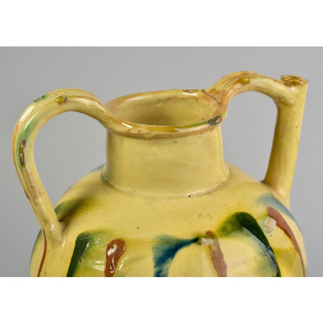 Early 20th Century Striped French Ceramic Pot With Spout Handle For Sale - Image 11 of 11