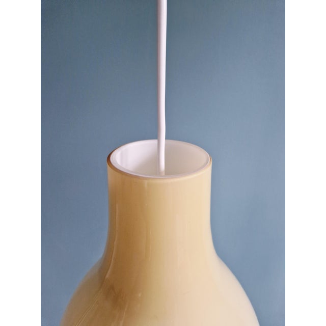 Scandinavian Pendant Light in Yellow Opaline Glass, 1960s For Sale - Image 4 of 13