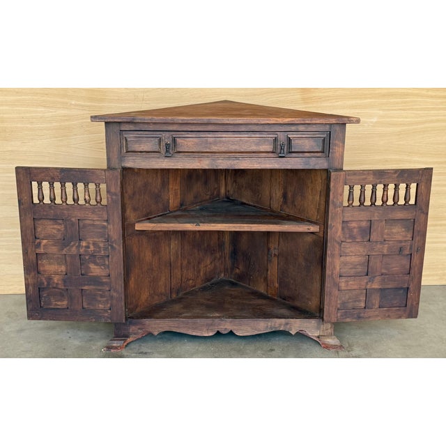 Baroque Antique French Corner Cabinet Cupboard Storage with Drawer and Door For Sale - Image 3 of 18