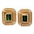1980s Italian 14k Gold Green Tourmaline & Diamond Earrings, Pair For Sale