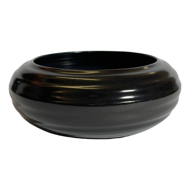 Art Deco English Black Glazed Stoneware Bowl by Doulton Lambeth, 1930s For Sale