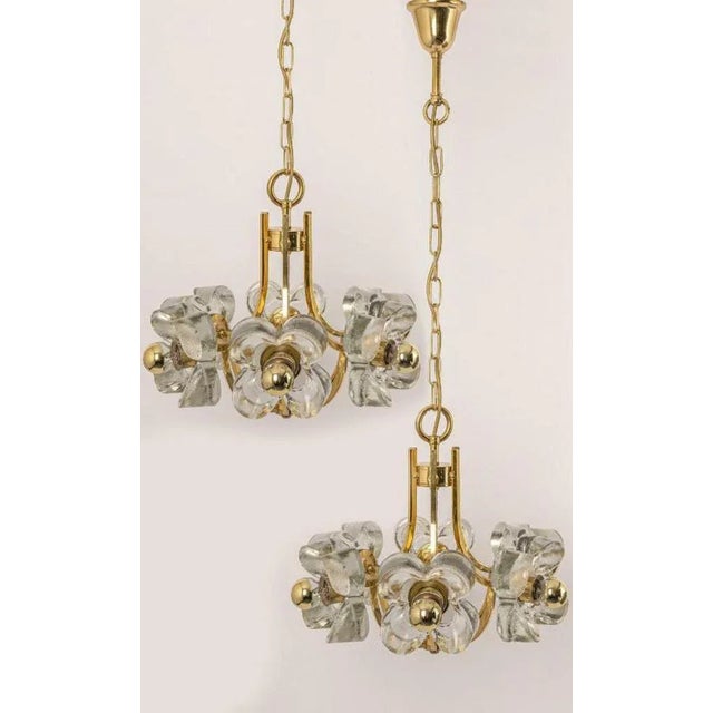 Modern Modernist Glass and Brass Chandelier from Simon and Schelle, 1960s For Sale - Image 3 of 12