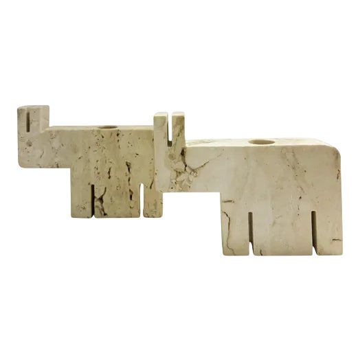 Mid-Century Travertine Figures attributed to Fratelli Mannelli, 1970s, Set of 2 For Sale