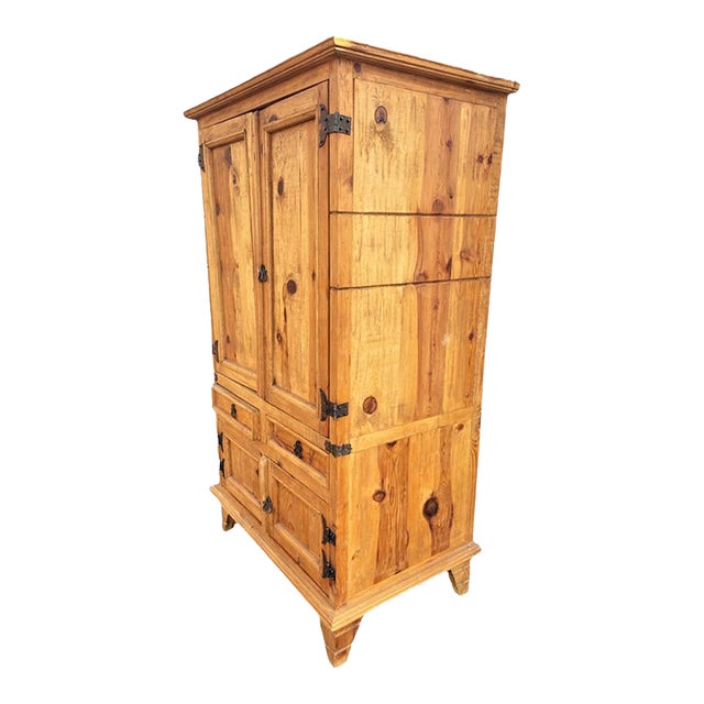 Mexican Rustic Pine Armoire or Dining/Kitchen Hutch Early 21st