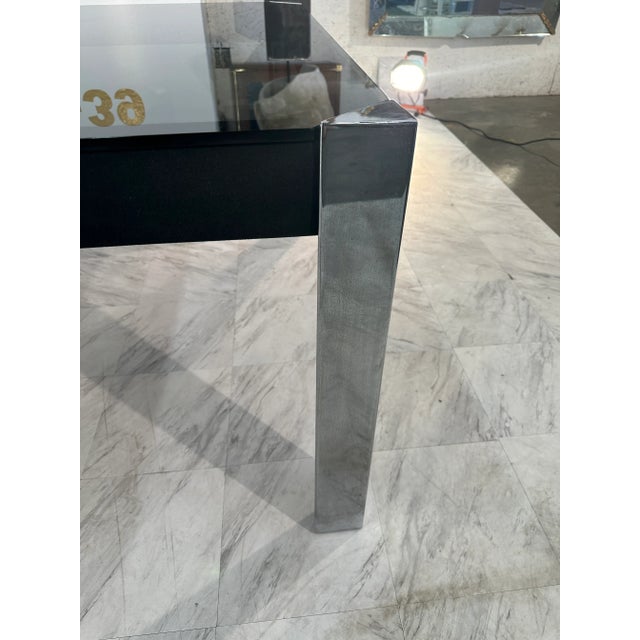 1980s Vintage Italian Chrome and Glass Dining Table by Guido Faleschini X Hermes For Sale In Los Angeles - Image 6 of 9