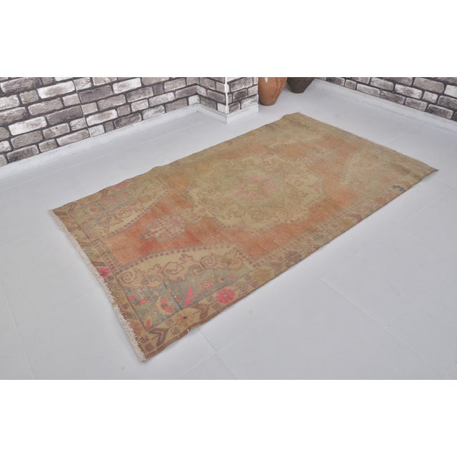 Turkish Vintage Handknotted Oushak Rug For Sale - Image 3 of 10