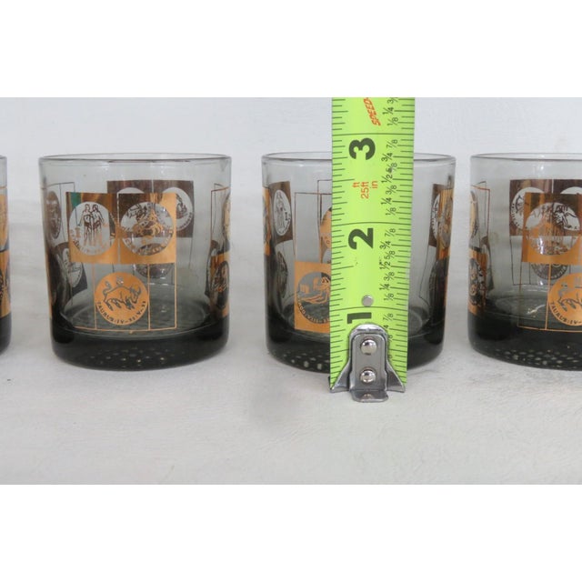 Coins of the World Lowball Bar Glass Set 6pc Black With 22k Gold Design 4920b For Sale - Image 11 of 13