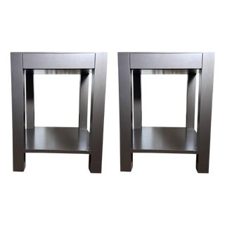 Custom Parsons Ebonized Maple Bedside Tables- A Pair For Sale