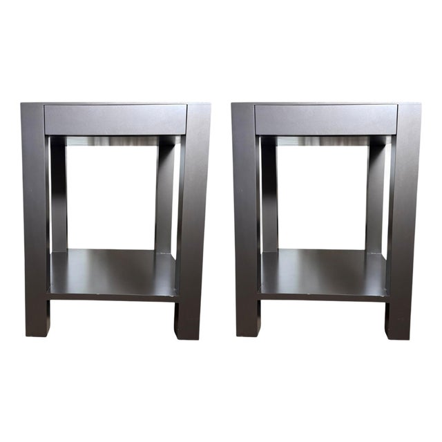 Custom Parsons Ebonized Maple Bedside Tables- A Pair For Sale