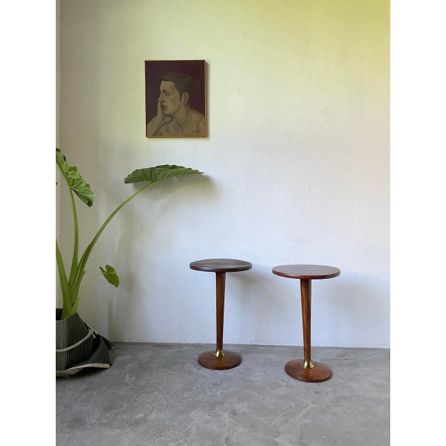 Art Deco Pedestal Tables in Oak, 1940s, Set of 2 For Sale - Image 3 of 18