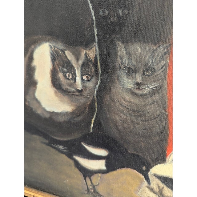 American Canvas Oil Painting Rendition of "Red Boy" by Artist Gene Register in Gold and Black Velvet Frame For Sale - Image 3 of 8