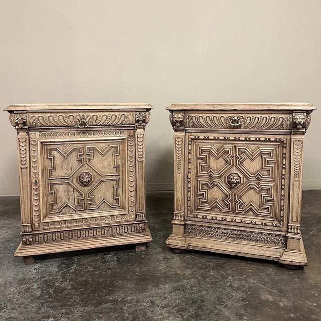 19th Century Flemish Renaissance Confiturier ~ Cabinet in Stripped Oak hails from the Antwerp region, and exhibits the...