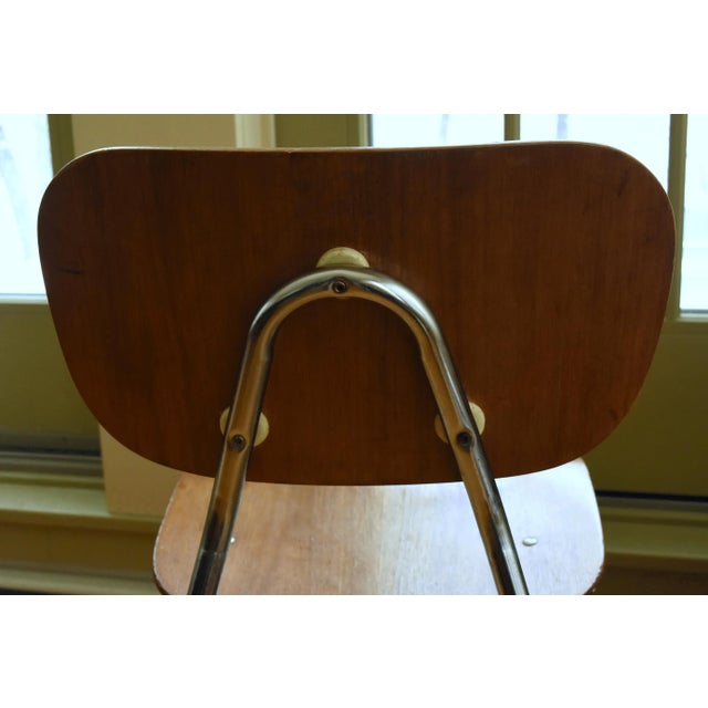 1960s Vintage Mid Century Bent Wood and Metal Side Chair For Sale - Image 5 of 7