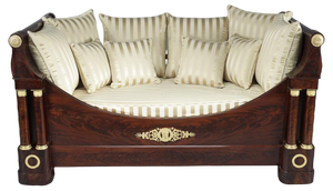 19th Century Restoration Period Mahogany and Gilt Bronze Sofa Bed, 1820s